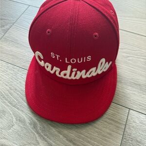 New Era Red and White Hat with Embroidered Details